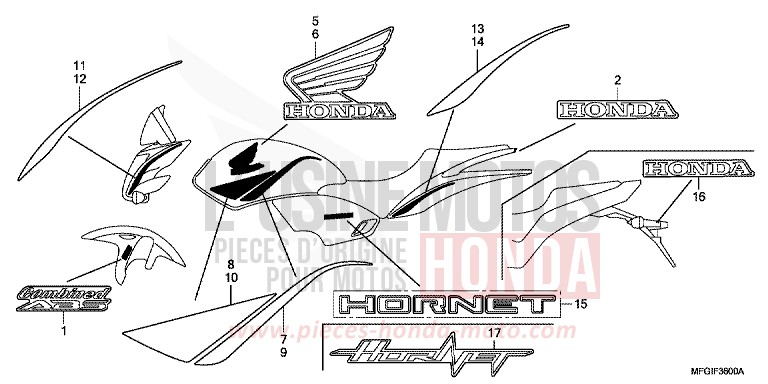 MARQUE/RAYURE de Hornet ABS PEARL NIGHTSTAR BLACK (NHA84) de 2011